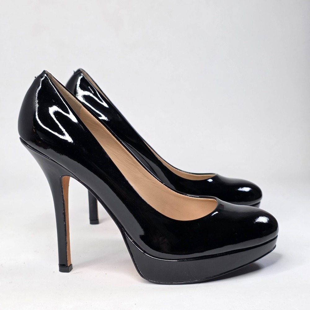 Joan & David Women's Heels Size 6 M Black Patent Leather Pump 4.5" Slip On Shoes